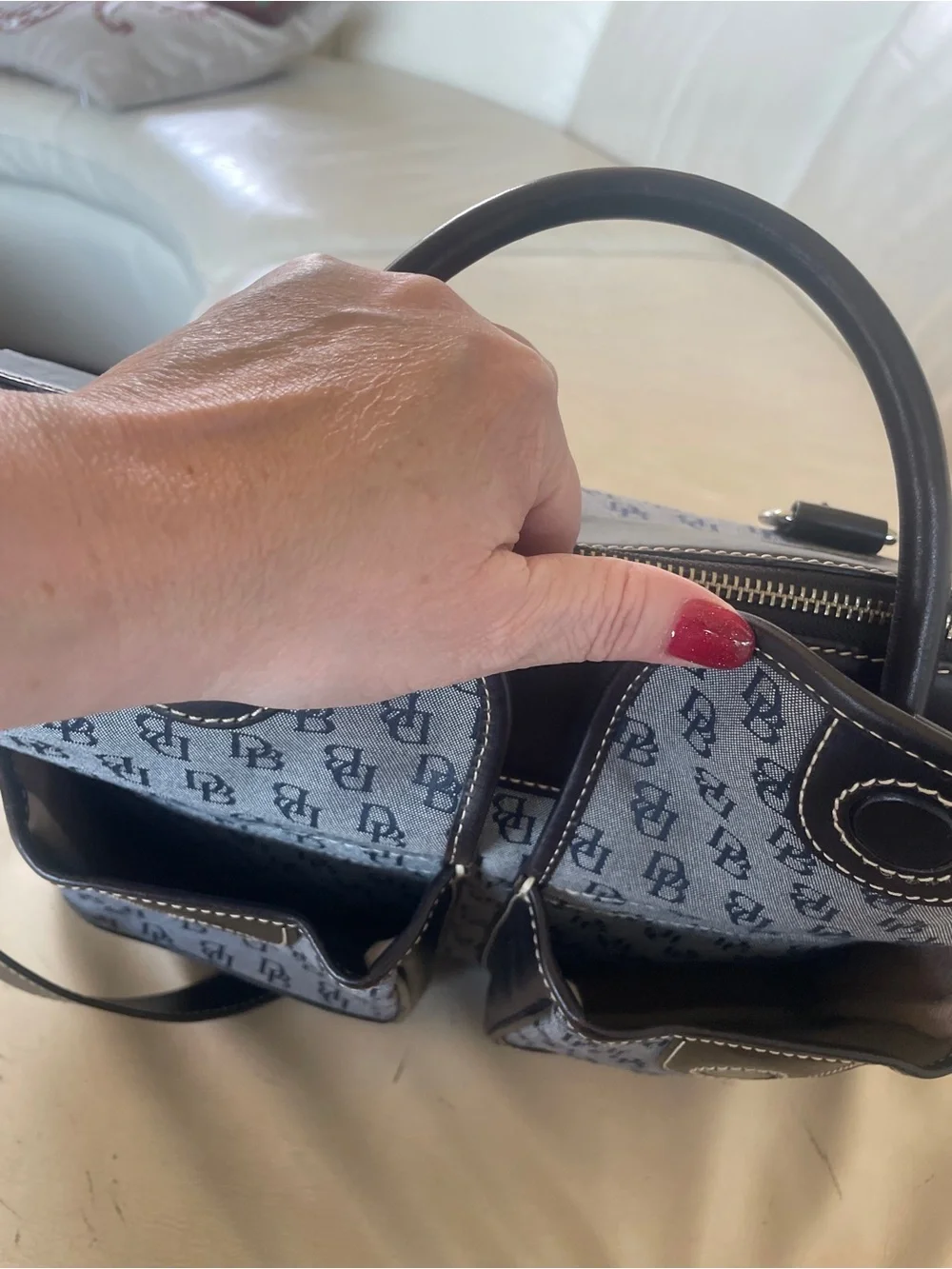 Dooney & Bourke Satchel Bag in Blue and Brown